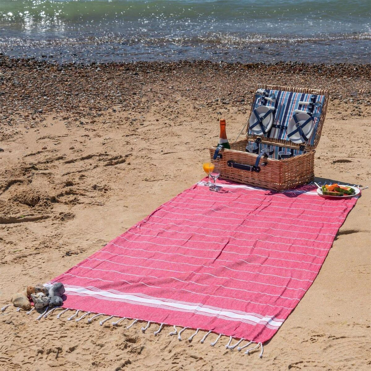 4x Turkish Cotton Bath Towels Lightweight Beach Peshtemal 170 x 90cm Pink - Image 5