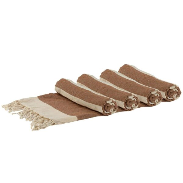 4x Turkish Cotton Bath Towels Lightweight Peshtemal 170 x 90cm Mocha Stripe