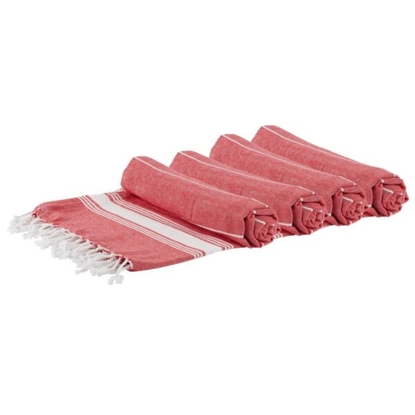 4x Turkish Cotton Bath Towels Lightweight Beach Peshtemal 170 x 90cm Red