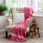 4x Turkish Cotton Bath Towels Lightweight Beach Peshtemal 170 x 90cm Pink - Image 7