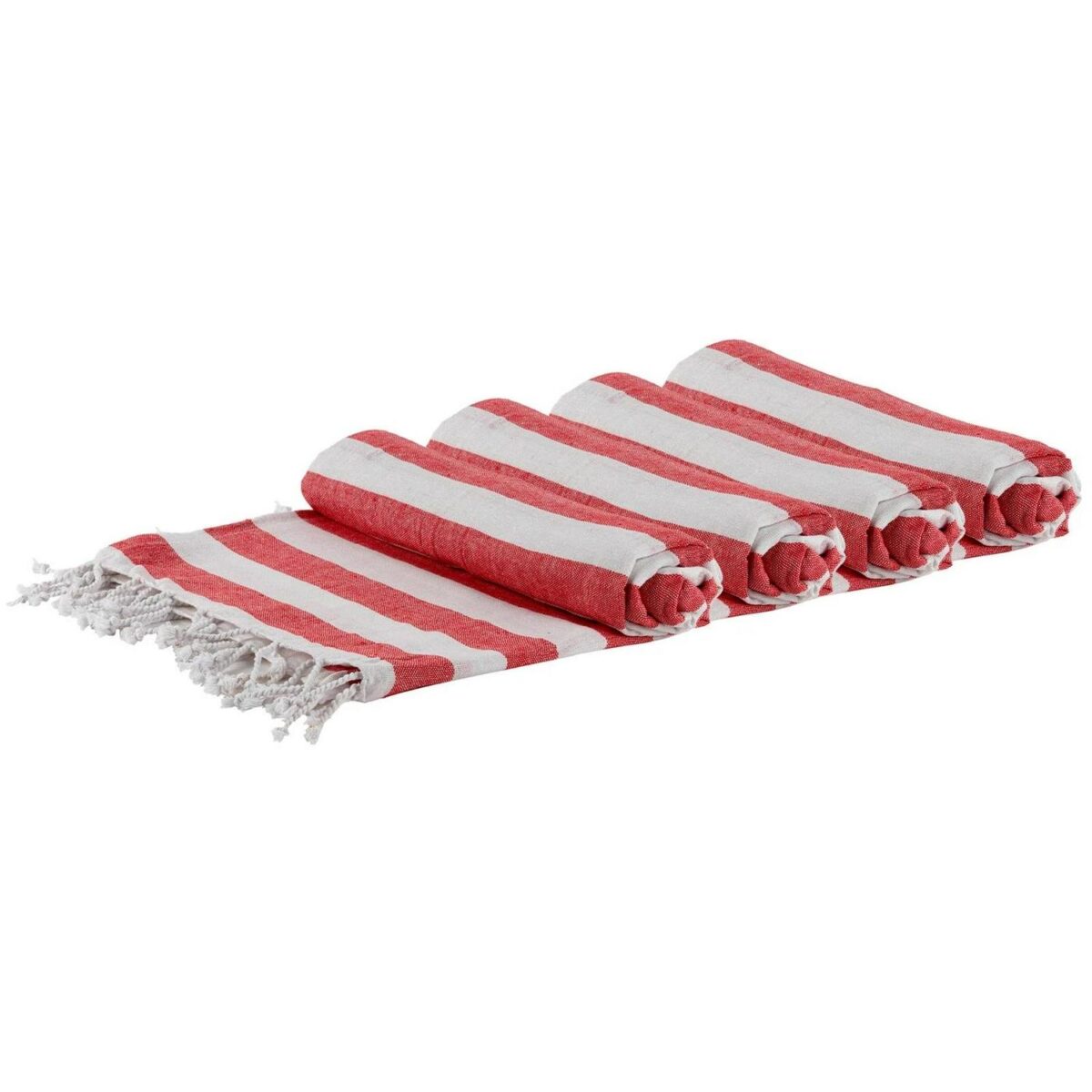 4x Turkish Cotton Bath Towels Lightweight Beach Peshtemal 170 x 90cm Red Stripe - Image 1