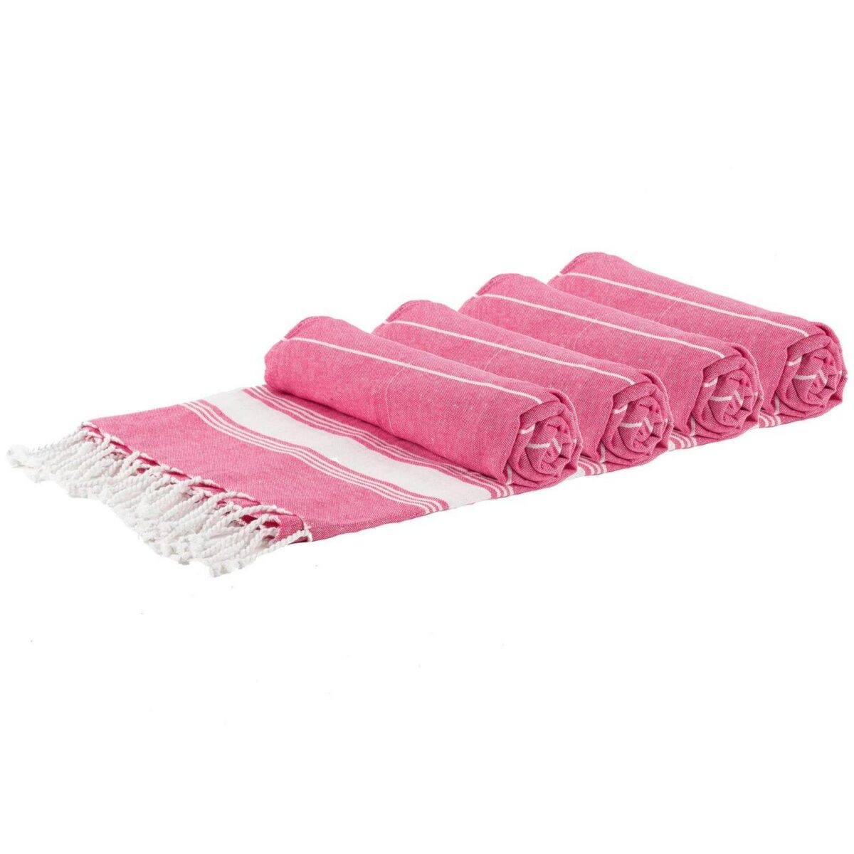 4x Turkish Cotton Bath Towels Lightweight Beach Peshtemal 170 x 90cm Pink - Image 1
