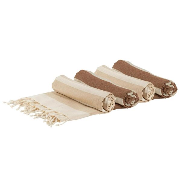 4x Turkish Cotton Bath Towels Lightweight Beach Peshtemal 170 x 90cm Beige/Mocha