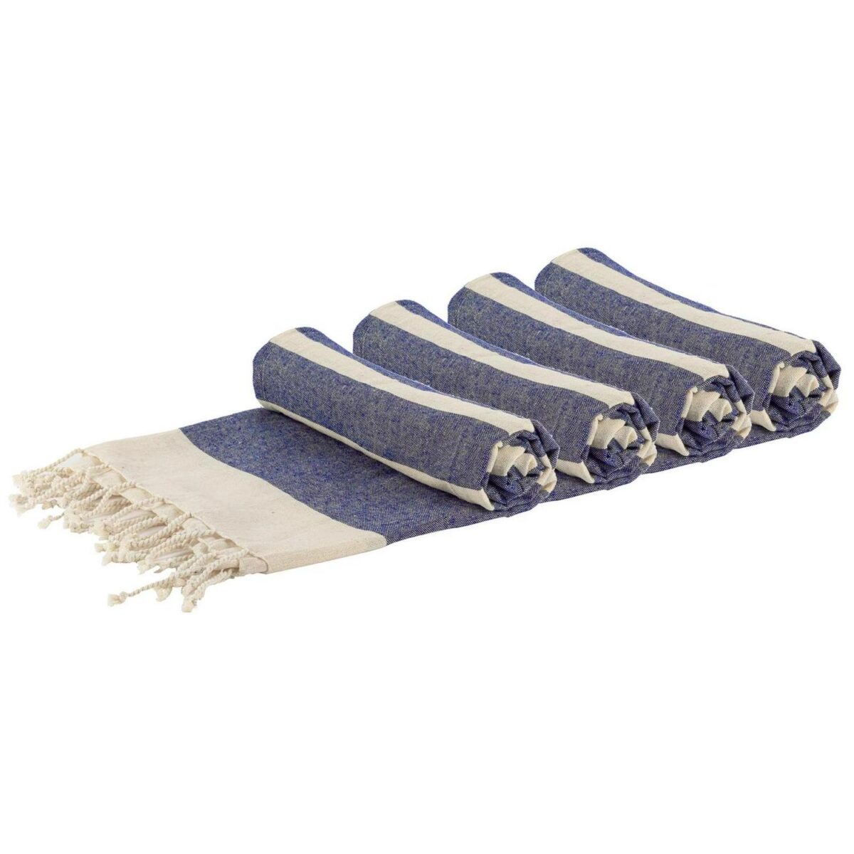 4x Turkish Cotton Bath Towels Lightweight Beach Peshtemal 170 x 90cm Navy - Image 1