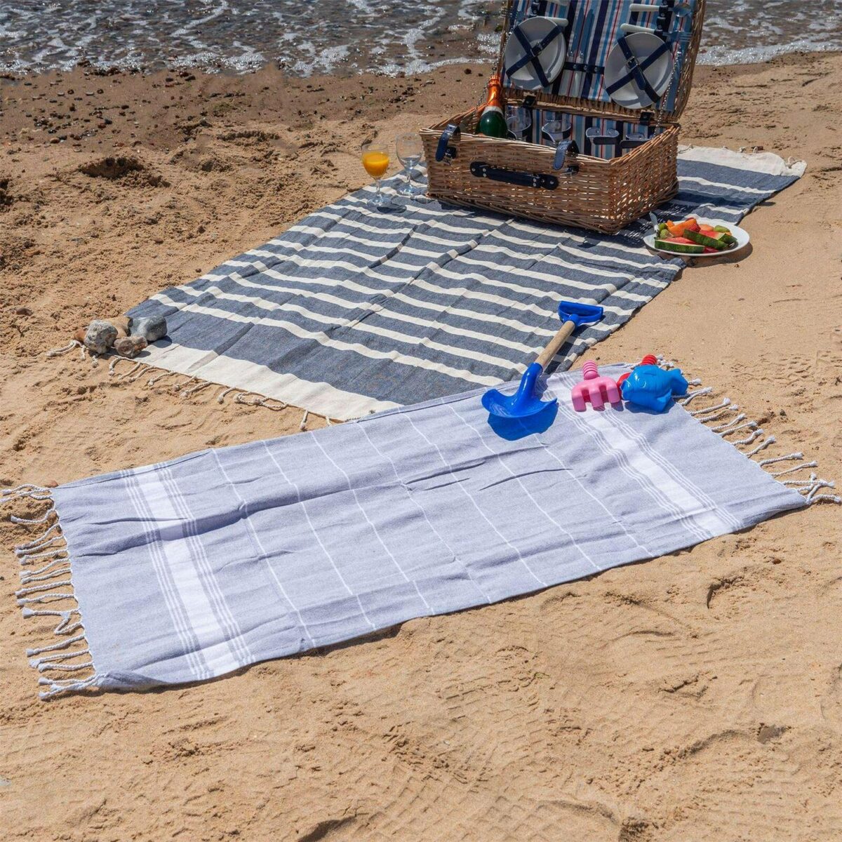 4x Turkish Cotton Children's Towels Lightweight Beach Peshtemal 100 x 60cm Grey - Image 5