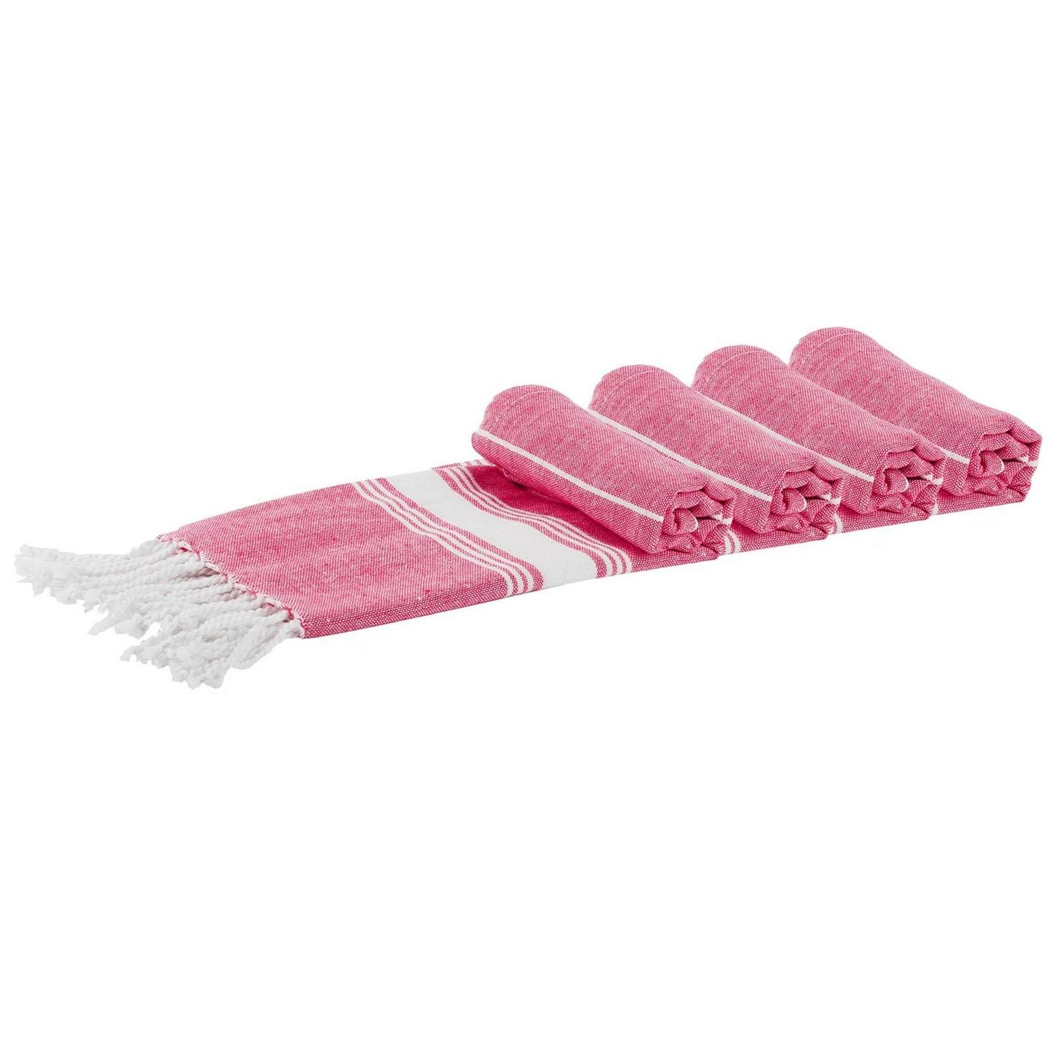 4x_Turkish_Cotton_Ch_c0df2f4af23c325ff3278f1acb40b477.jpg 4x Turkish Cotton Children's Towels Lightweight Beach Peshtemal 100 x 60cm Pink - Image 1