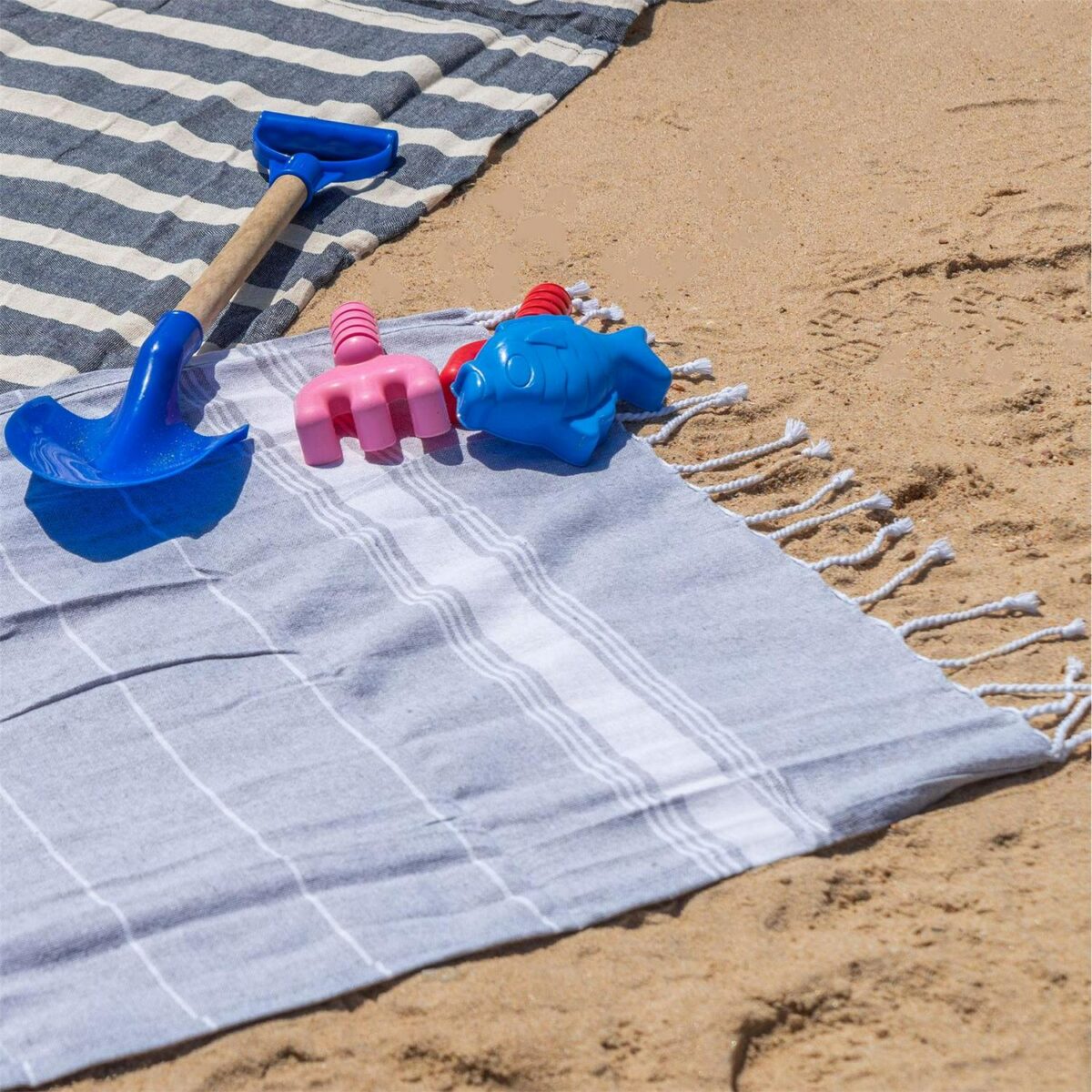 4x Turkish Cotton Children's Towels Lightweight Beach Peshtemal 100 x 60cm Grey - Image 6