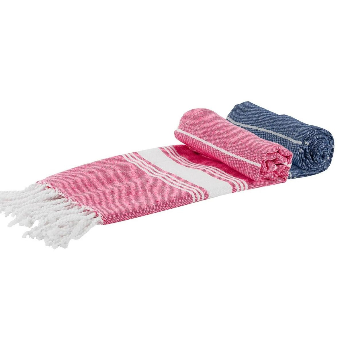 4x Turkish Cotton Hand Towels Lightweight Beach Peshtemal 100 x 60cm Navy/Pink - Image 1