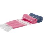 4x Turkish Cotton Hand Towels Lightweight Beach Peshtemal 100 x 60cm Navy/Pink