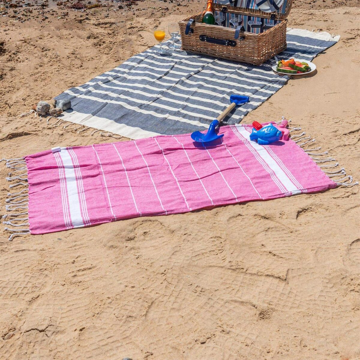 4x Turkish Cotton Hand Towels Lightweight Beach Peshtemal 100 x 60cm Pink - Image 5