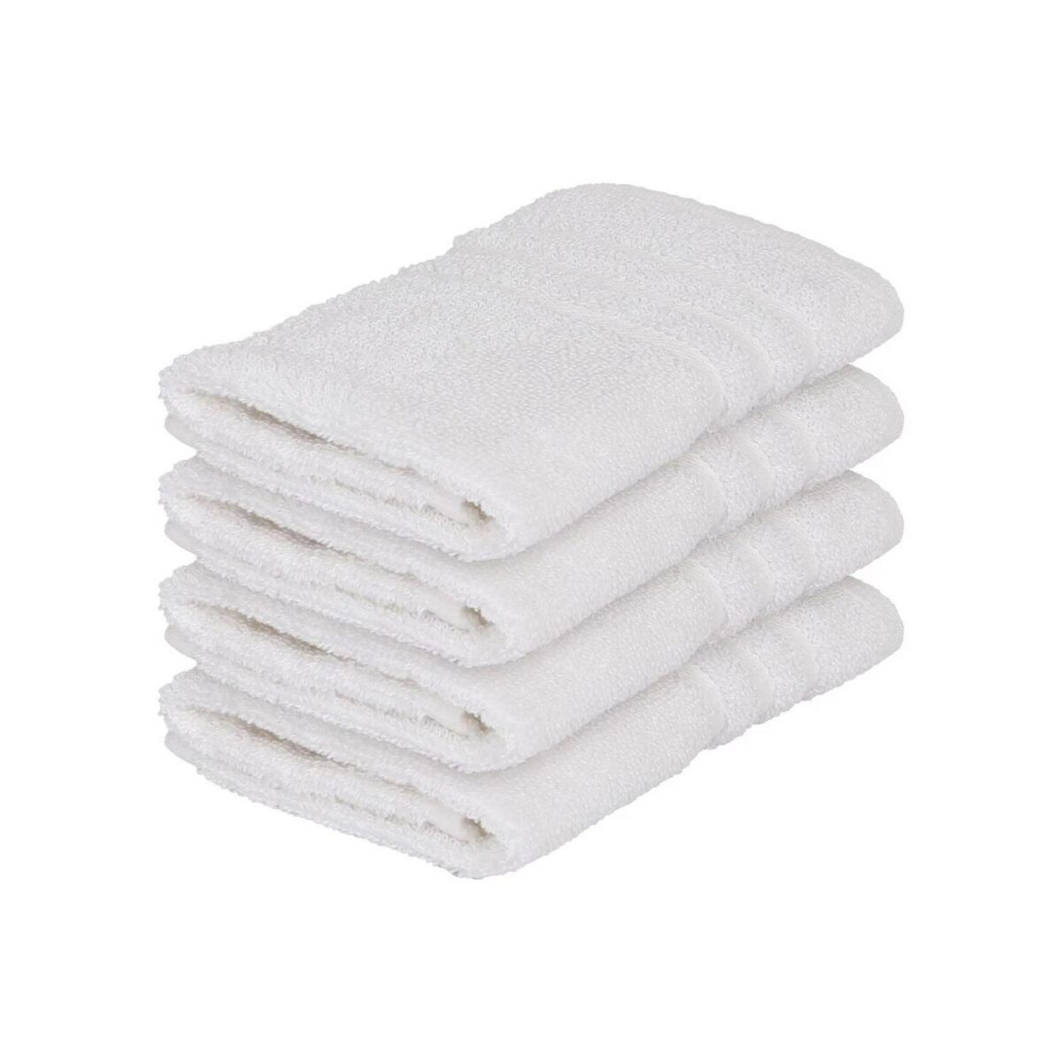 4x White 34cm x 30cm Cotton Wash Cloths Soft Face Hand Bath Towels Flannels - Image 1