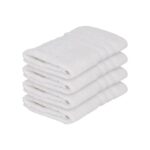 4x White 34cm x 30cm Cotton Wash Cloths Soft Face Hand Bath Towels Flannels