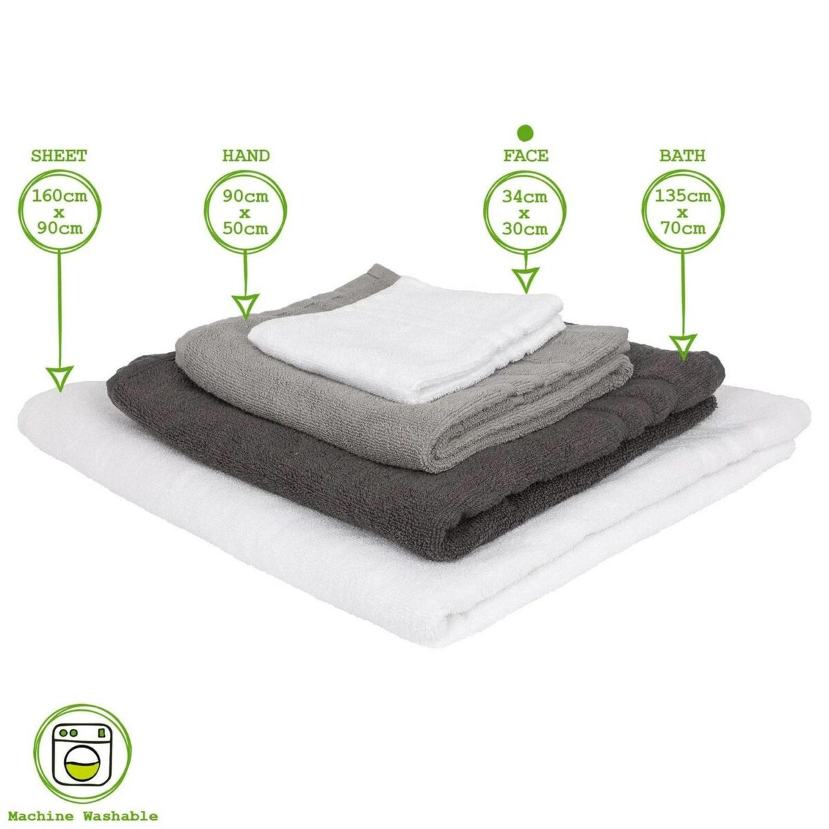 4x White 34cm x 30cm Cotton Wash Cloths Soft Face Hand Bath Towels Flannels - Image 3