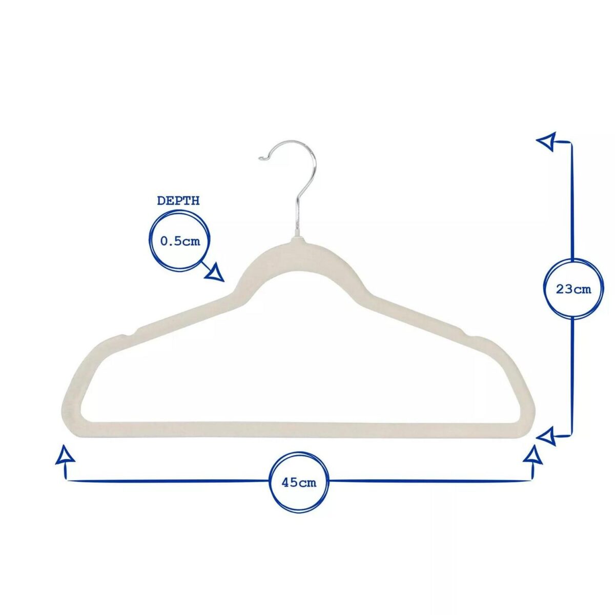 50x Non-Slip Velvet Hangers 45cm Blue Suit Shirts Trouser Bar Clothes Hanger - Image 3