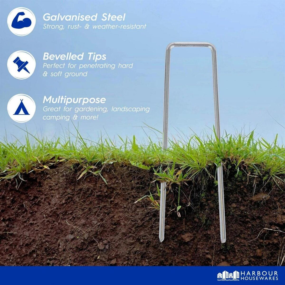50x U-Shaped Weed Control Membrane Pegs 6  (150mm) Heavy-Duty Garden Fabric - Image 2