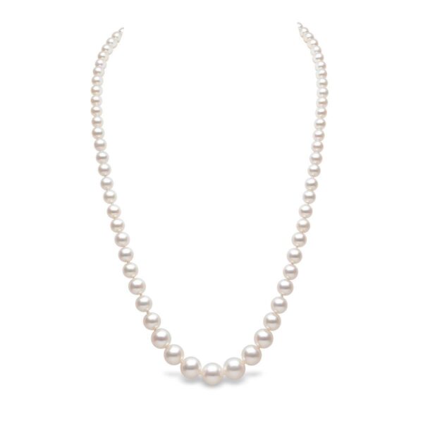 5-8mm Cultured Freshwater White Pearl Graduated Necklace, 18ct Yellow Gold