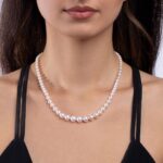 5-8mm Cultured Freshwater White Pearl Graduated Necklace, 18ct Yellow Gold - Image 4