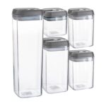 5 Piece Flip Lock Plastic Food Storage Containers Set Kitchen Food Canister