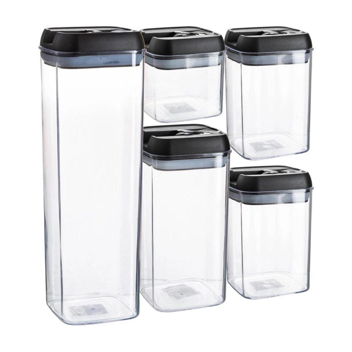 5 Piece Flip Lock Plastic Food Storage Containers Set Kitchen Food Canister - Image 1