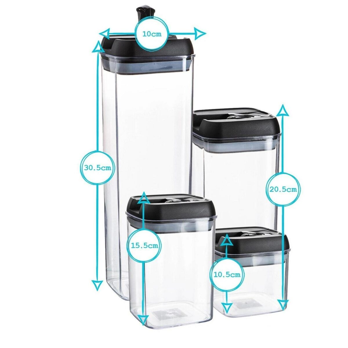 5 Piece Flip Lock Plastic Food Storage Containers Set Kitchen Food Canister - Image 3