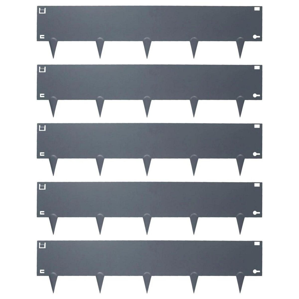 5pc Anthracite Steel Lawn Edging Set 5m x 16cm Flexible Garden Grass Border - Image 1