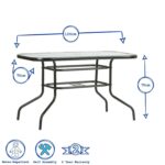 5pc Garden Furniture Set Glass Top Outdoor Bistro Table Chair 120x70cm Black - Image 3