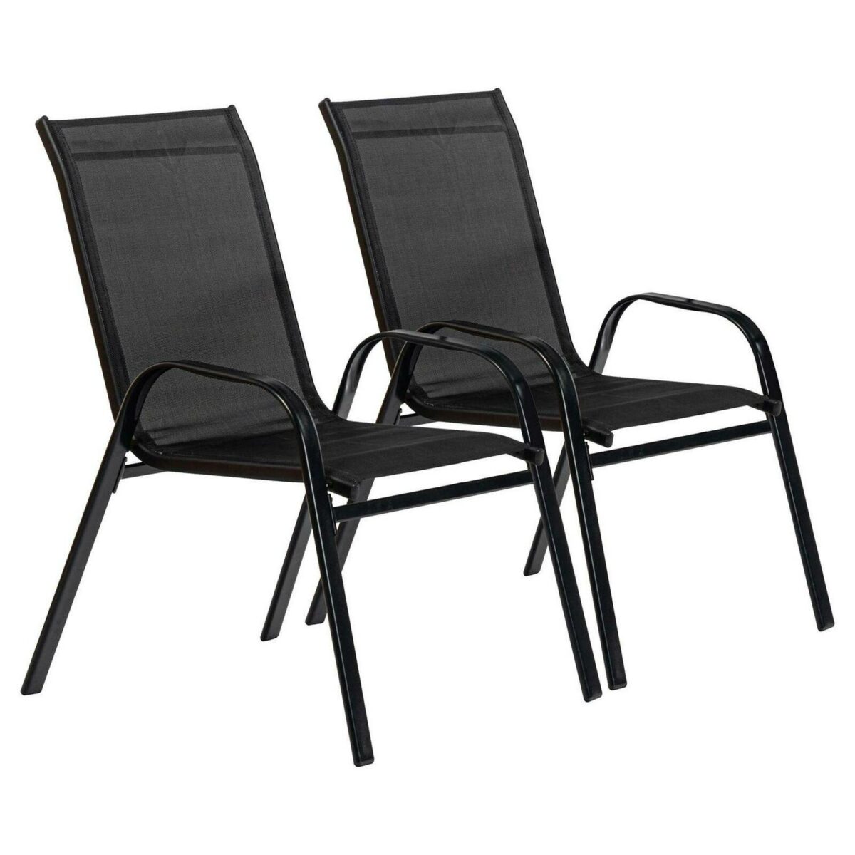 5pc Garden Furniture Set Glass Top Outdoor Bistro Table Chair 120x70cm Black - Image 5