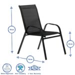 5pc Garden Furniture Set Glass Top Outdoor Bistro Table Chair 120x70cm Black - Image 4