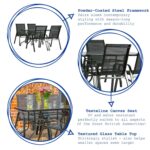 5pc Garden Furniture Set Glass Top Outdoor Bistro Table Chair 120x70cm Black - Image 2
