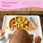 5pc Tiny Dining Black Bamboo Elephant Baby Weaning Set Feeding Suction Plate - Image 2
