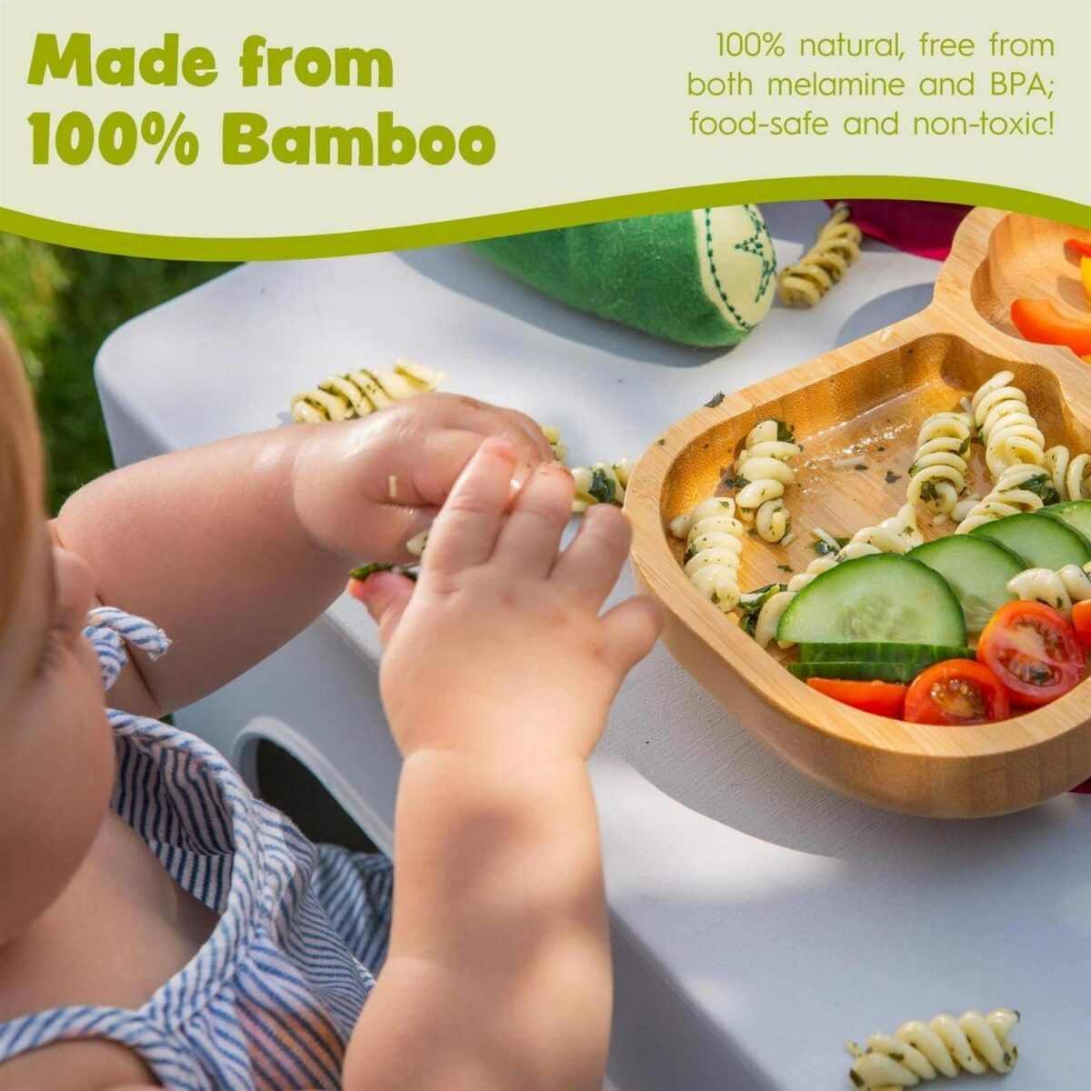 5pc Tiny Dining Navy Blue Bamboo Llama Baby Weaning Set Feeding Suction Plate - Image 4