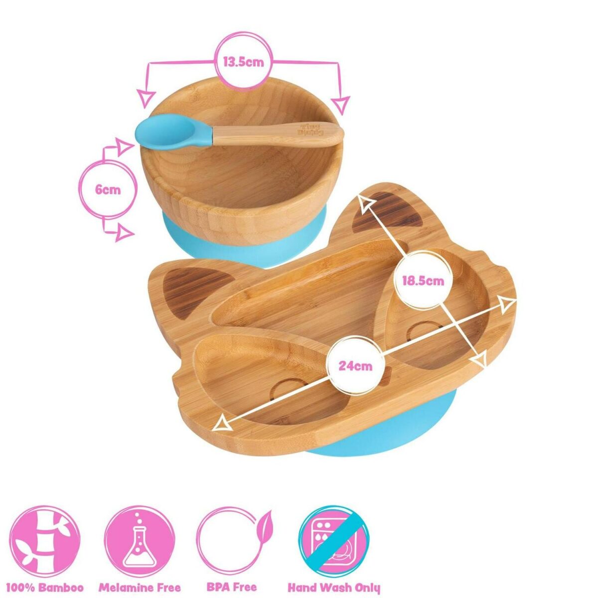 5pc Tiny Dining Olive Green Bamboo Fox Baby Weaning Set Feeding Suction Plate - Image 6