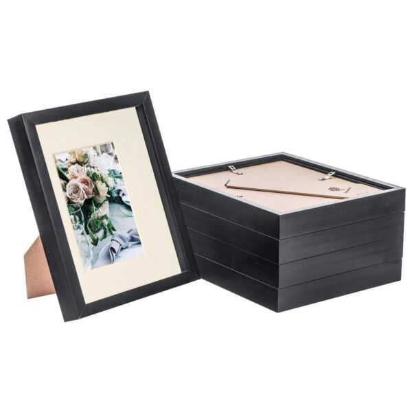 5x 3D Box Photo Frames Picture Display 8 x 10  with 4 x 6  Mount Black/Ivory