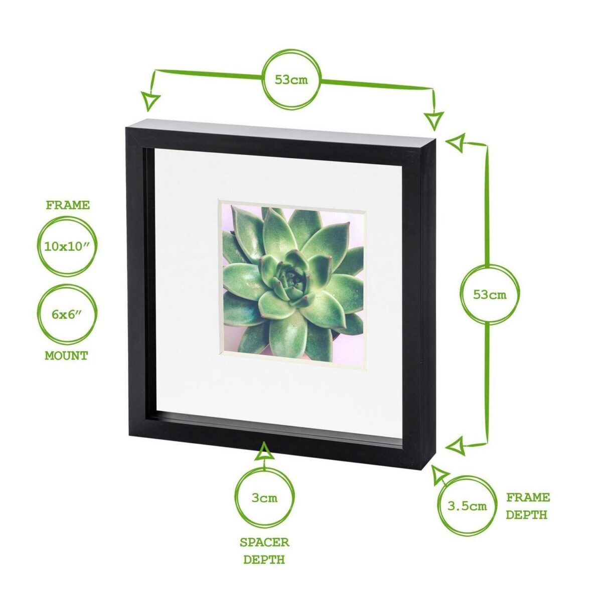 5x 3D Box Photo Frames Picture Display 10 x 10  with 6 x 6  Mount White/White - Image 4