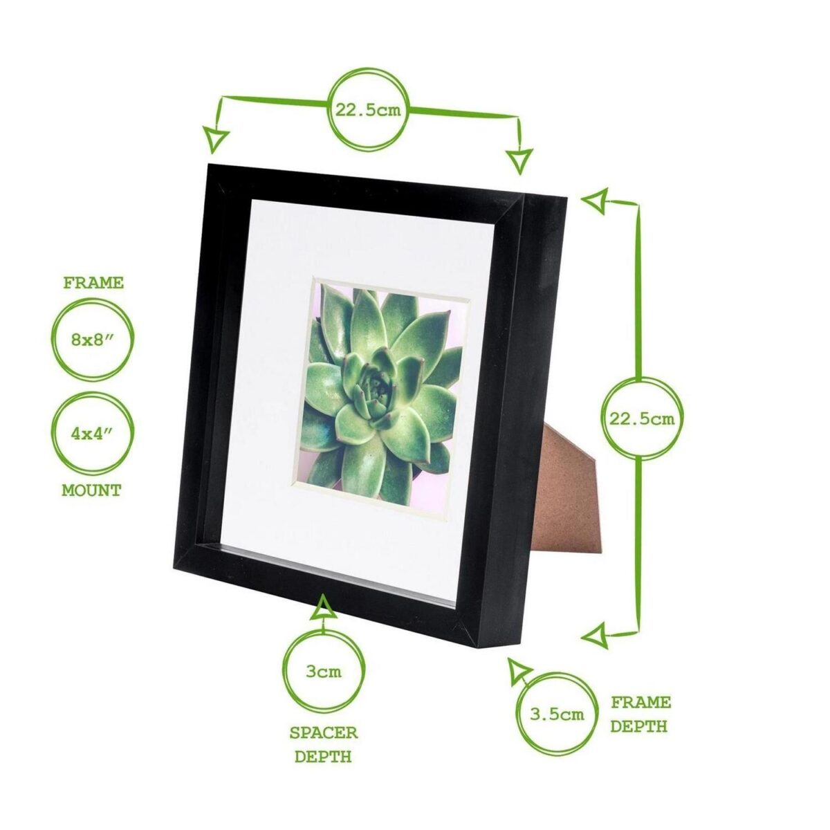 5x 3D Box Photo Frames Picture Display 8 x 8  with 4 x 4  Mount Grey/Grey - Image 4