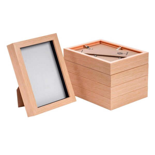 5x 3D Box Photo Frames Standing Hanging Picture Frames 5 x 7  Light Wood