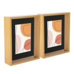5x 3D Deep Box Photo Frames 8 x 10 with 5 x 7 Mount Light Wood/Black