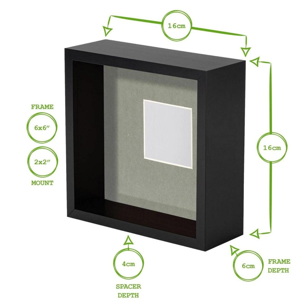 5x 3D Deep Box Photo Frames Display 6 x 6  with 2 x 2  Mount Black/White - Image 4