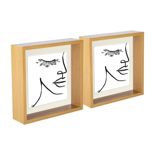 5x 3D Deep Box Photo Frames 8 x 8  with 6 x 6  Mount Light Wood/Ivory
