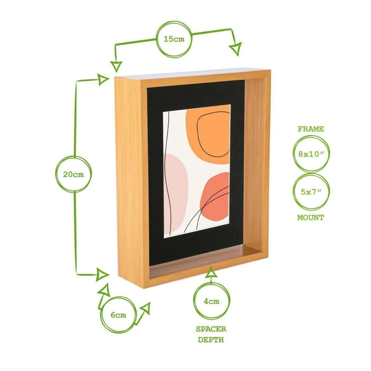 5x 3D Deep Box Photo Frames 8 x 10  with 5 x 7  Mount Light Wood/Black - Image 4