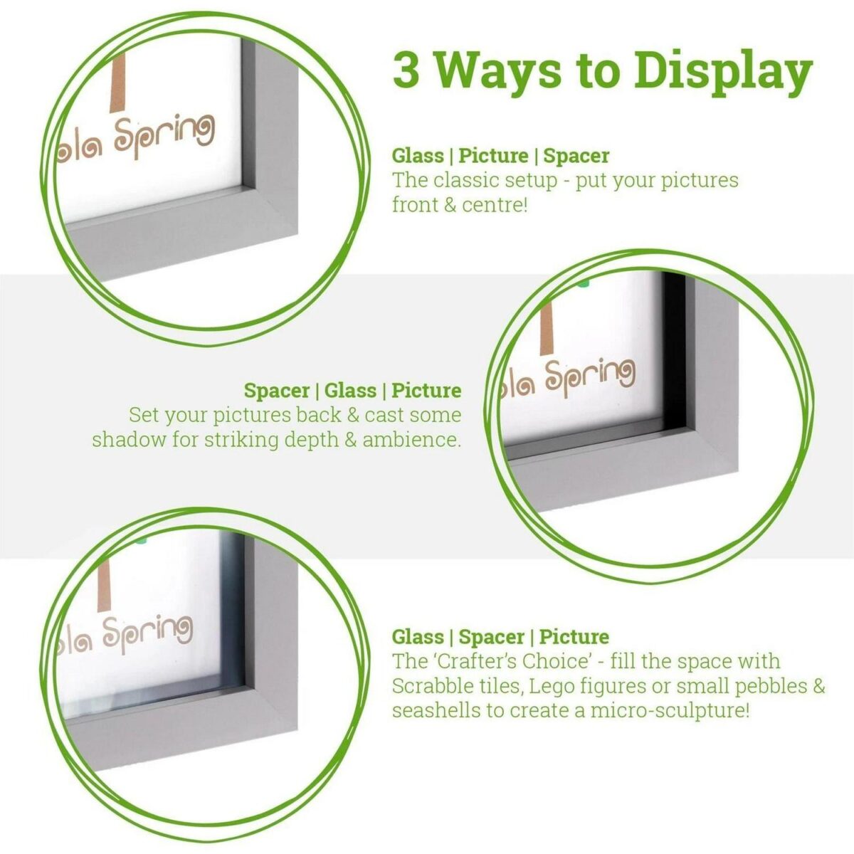 5x 3D Deep Box Photo Frames Standing Hanging Picture Display 4 x 4  Light Wood - Image 3