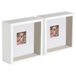 5x 3D Deep Box Photo Frames Display 6 x 6 with 2 x 2 Mount White/White