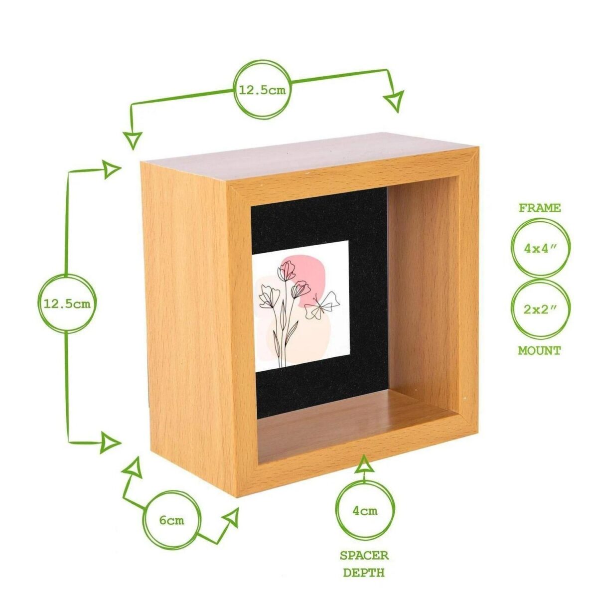 5x 3D Deep Box Photo Frames Picture Display 4 x 4  with 2 x 2  Mount Black/White - Image 4