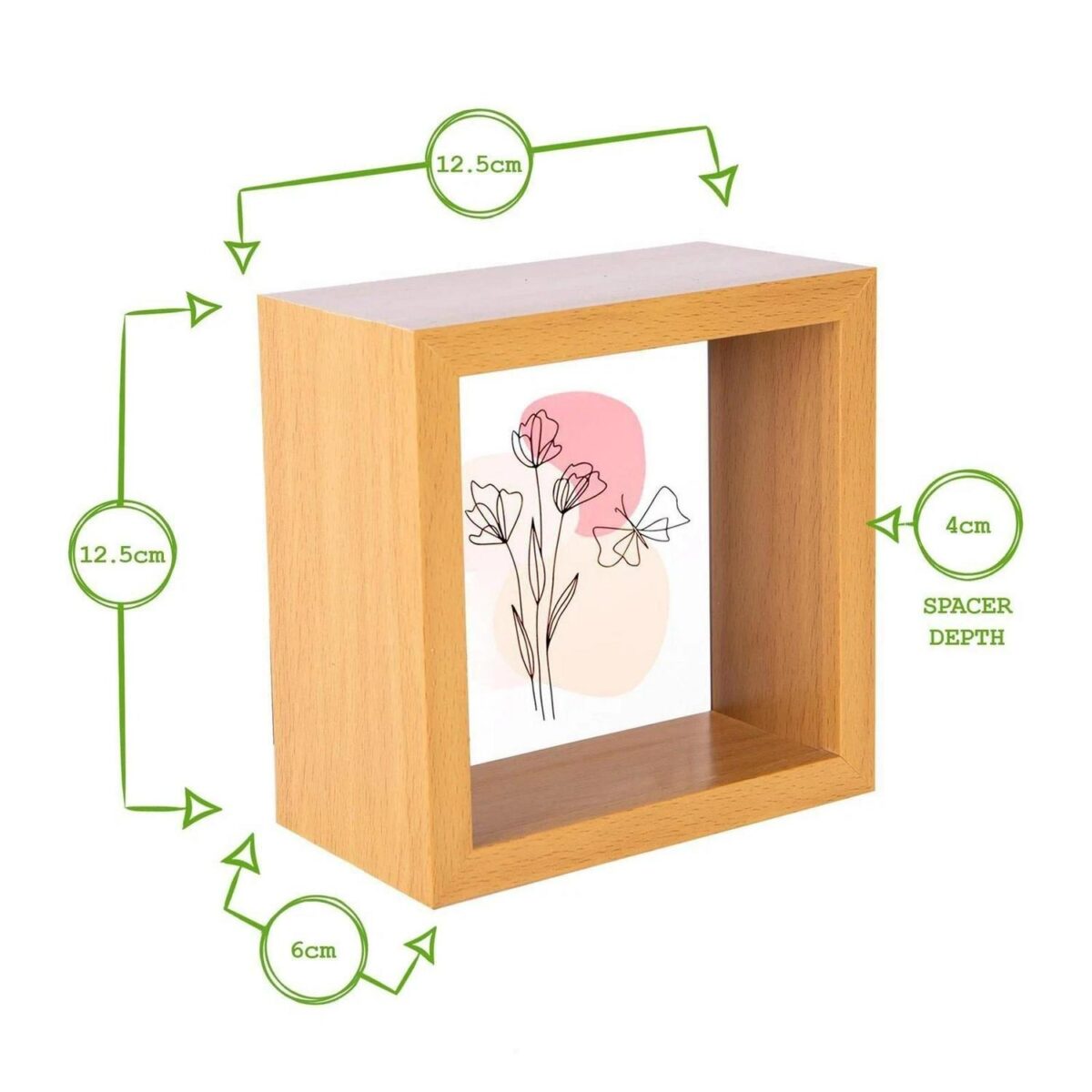 5x 3D Deep Box Photo Frames Standing Hanging Picture Display 4 x 4  Light Wood - Image 4