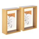 5x 3D Deep Box Photo Frames 5 x 7 with 4 x 6 Mount Light Wood/Ivory