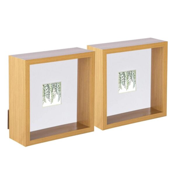 5x 3D Deep Box Photo Frames 6 x 6  with 2 x 2  Mount Light Wood/White