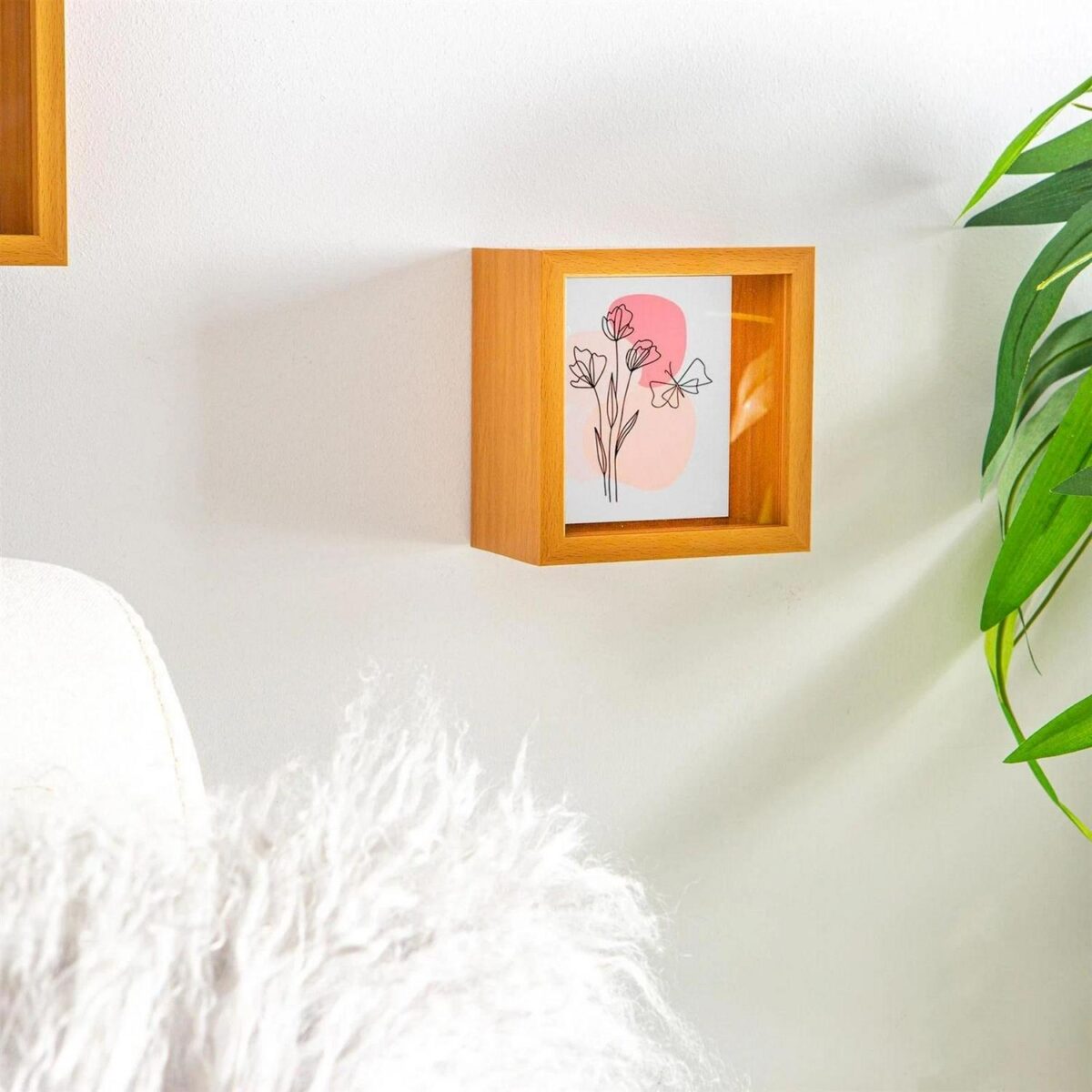 5x 3D Deep Box Photo Frames Standing Hanging Picture Display 4 x 4  Light Wood - Image 5