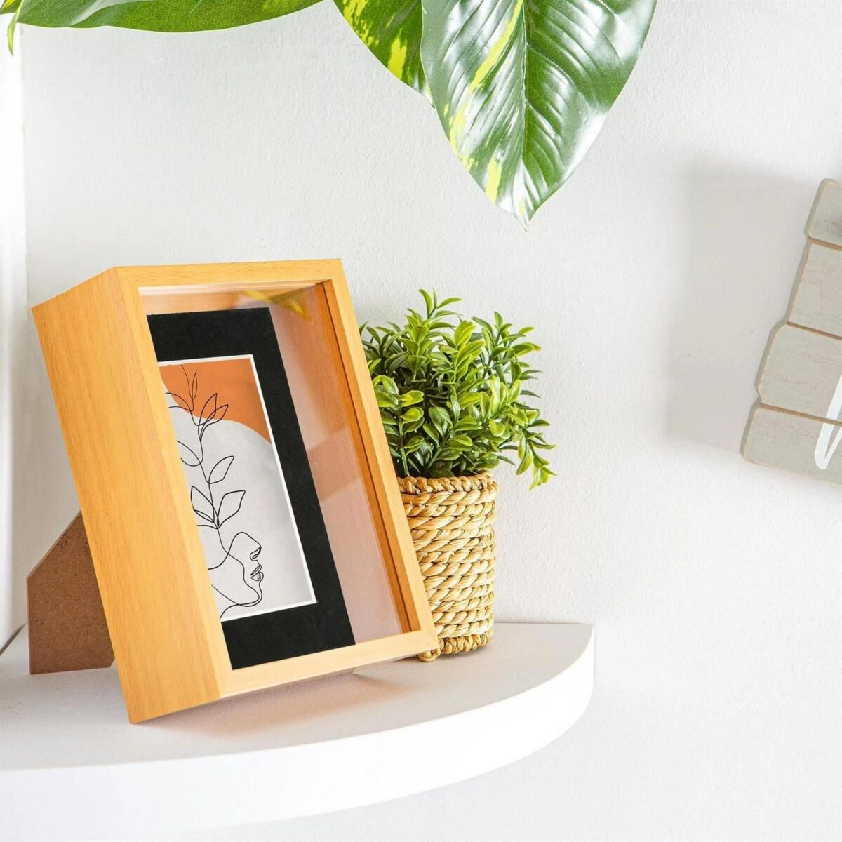 5x 3D Deep Box Photo Frames 5 x 7  with 4 x 6  Mount Light Wood/Black - Image 5