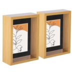 5x 3D Deep Box Photo Frames 5 x 7 with 4 x 6 Mount Light Wood/Black