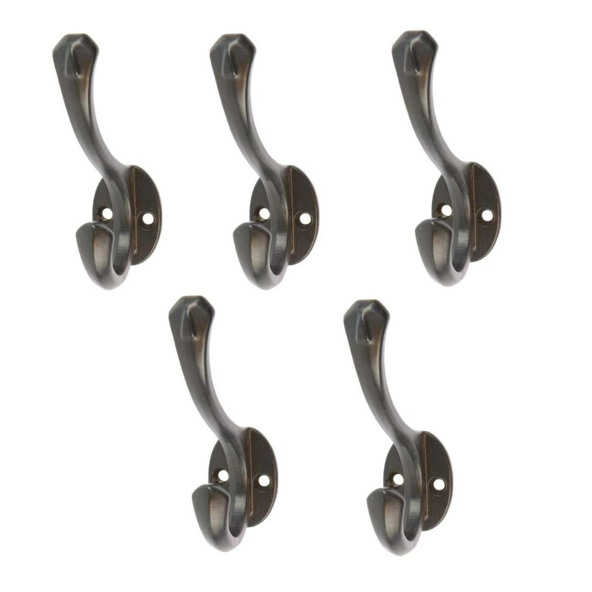 5x Bevelled End Hat and Coat Hook Cast Iron Vintage Style W25mm x H85mm Black - Image 1